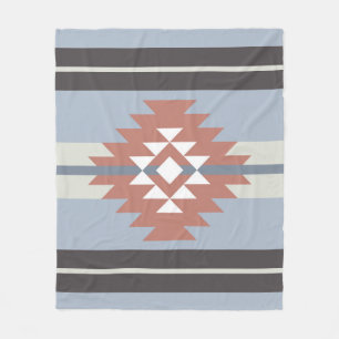 Aztekendesign in rosa und blau fleecedecke