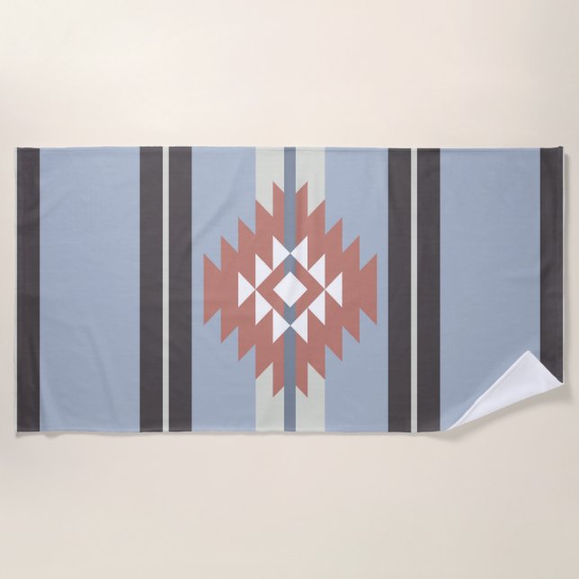 Aztekendesign in rosa und blau strandtuch (Vorderseite)