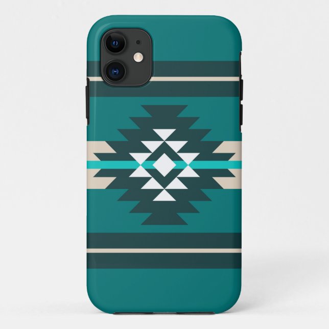 Aztekendesign in türkisfarbener Farbe Case-Mate iPhone Hülle (Rückseite)