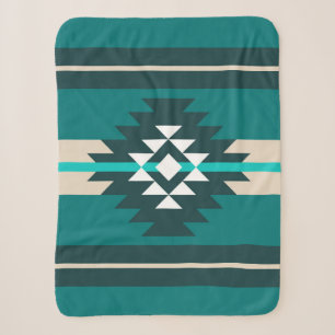 Aztekendesign in türkisfarbener Farbe Sherpadecke