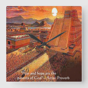 Aztekenimperium und berühmte Sprichwörteruhr Quadratische Wanduhr