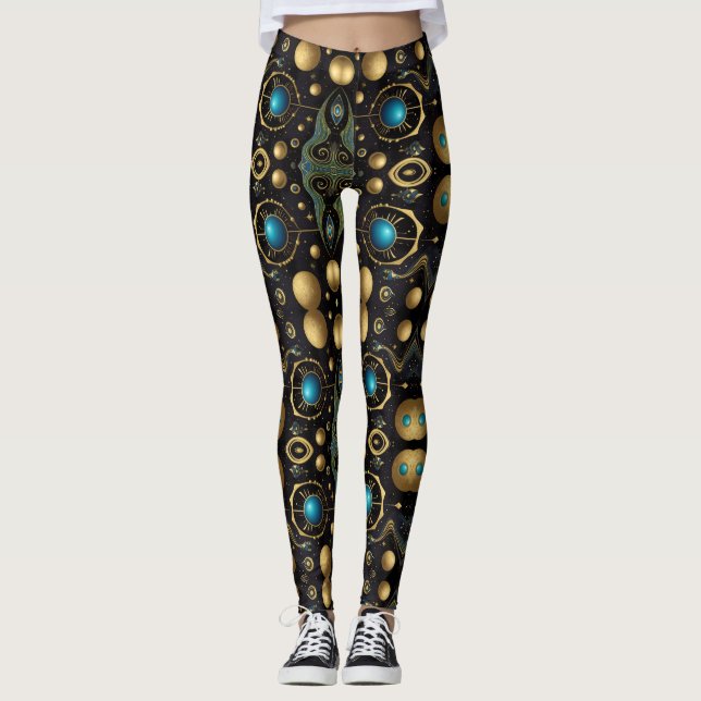 Aztekenkunst, lebendig, die Kultur reflektiert Leggings (Vorderseite)