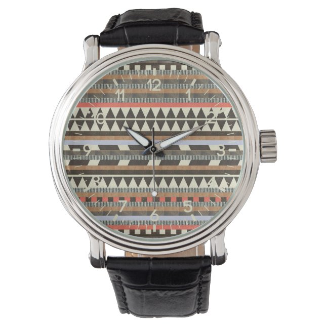 Aztekenmuster Armbanduhr (Vorderseite)