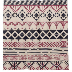 Aztekenmuster. Vintager Stammeshintergrund Duschvorhang