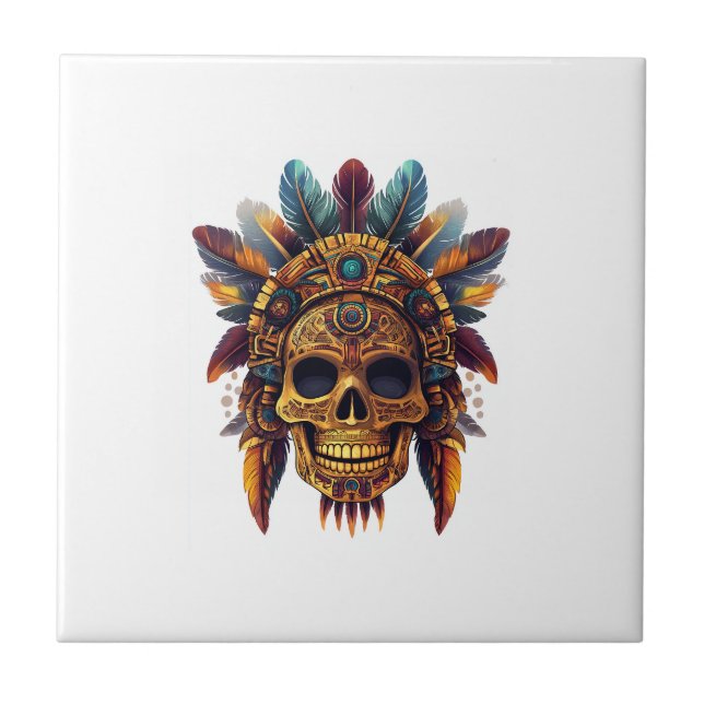 Aztekenschädel-Relikt Fliese (Vorderseite)