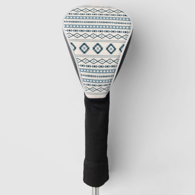 Aztekische Blues über Cream Mixed Motifs Muster Golf Headcover (Vorderseite)