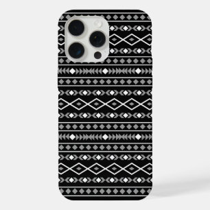 Aztekische Formen Muster Weiß Grau Schwarz iPhone 15 Pro Max Hülle