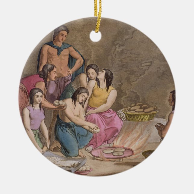 Aztekische Frauen, die Maisbrot, Mexiko, von 'Le C Keramikornament (Vorne)