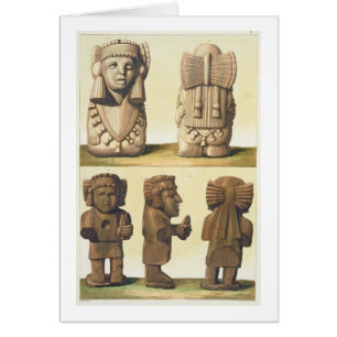 Aztekische Idole, Mexiko (Farblithographie)