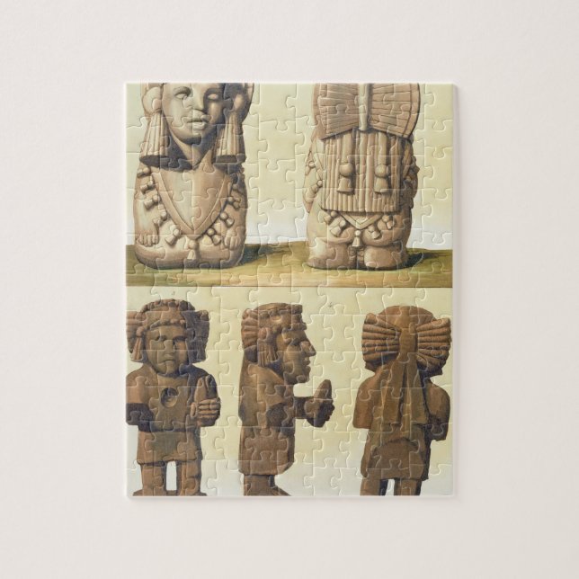 Aztekische Idole, Mexiko (Farblithographie) Puzzle (Vertikal)