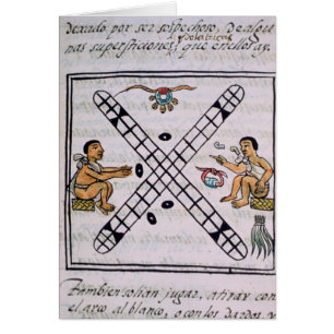 Aztekische Männer, die Patoli spielen