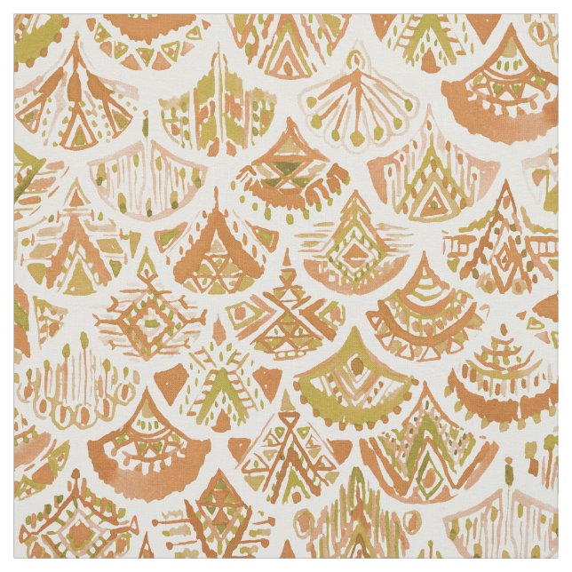 AZTEKISCHE MEERJUNGFRAU goldene Stammes- Skalen Stoff (Muster)