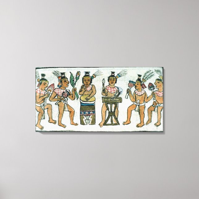 Aztekische Musiker aus einem Bericht von Aztec Leinwanddruck (Vorderseite)