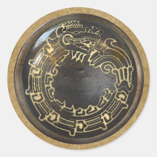 Aztekische Schlange Runder Aufkleber (Vorderseite)