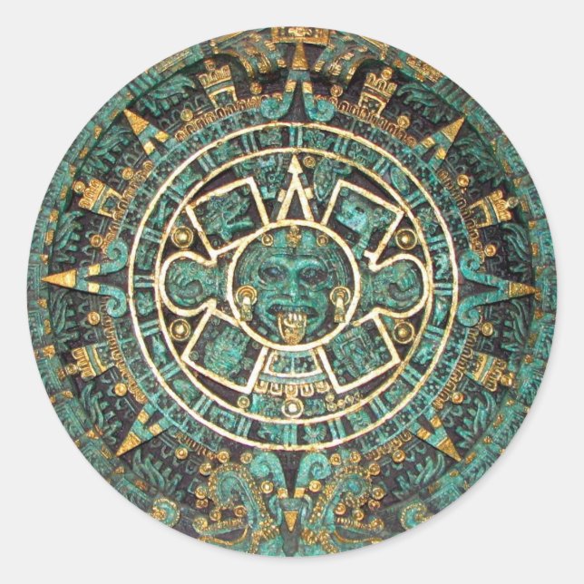 Aztekischer alter runder Disc-Mayakalender Aufkleber (Vorderseite)