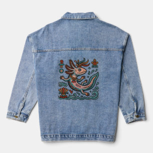 Aztekischer Axolotl Xolotl erodierte Stein tribal Jeansjacke