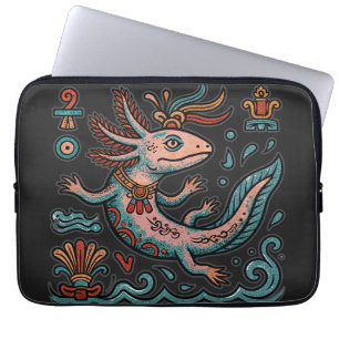 Aztekischer Axolotl Xolotl erodierte Stein tribal  Laptopschutzhülle