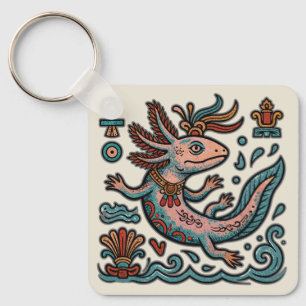 Aztekischer Axolotl Xolotl erodierte Stein tribal  Schlüsselanhänger