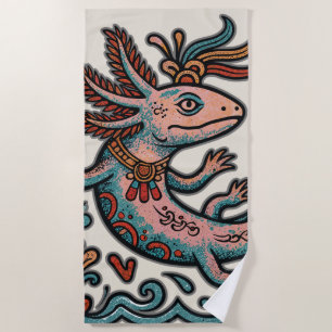 Aztekischer Axolotl Xolotl erodierte Stein tribal Strandtuch