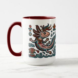 Aztekischer Axolotl Xolotl erodierte Stein tribal Tasse