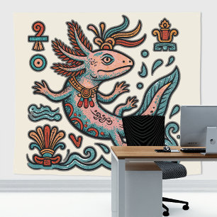 Aztekischer Axolotl Xolotl erodierte Stein tribal Wandteppich