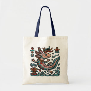 Aztekischer Axolotl Xolotl erodierter Stein tribal Tragetasche