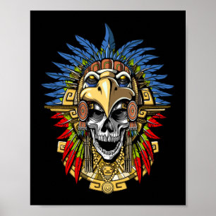 Aztekischer Eagle-Schädel-gebürtige indische Poster