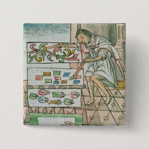 Aztekischer Federhandwerker Button