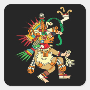 Aztekischer Gott Quetzalcoatl Quadratischer Aufkleber