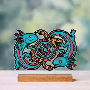 Aztekischer Gott Xolotl kämpft gegen Jaguar-Kampf- Acrylschild