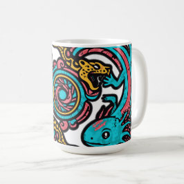 Aztekischer Gott Xolotl kämpft gegen Jaguar-Kampf- Kaffeetasse