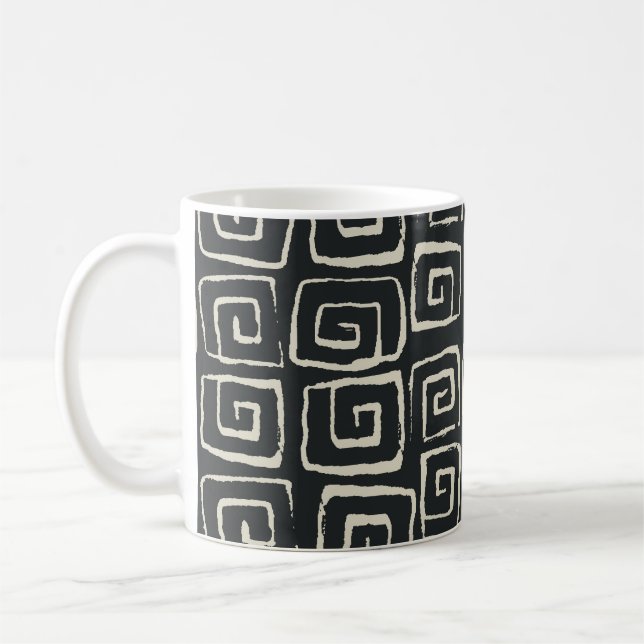 Aztekischer Hintergrund Vintages Retromuster Kaffeetasse (Links)