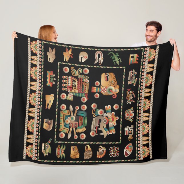 Aztekischer Kalender Fleecedecke (Beispiel)