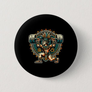 Aztekischer Krieger Fitnessstudio Gewichtheben Bod Button