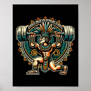 Aztekischer Krieger Fitnessstudio Gewichtheben Bod Poster