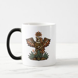 Aztekischer Kriegeradler mit Speer in Vintage-Farb Verwandlungstasse