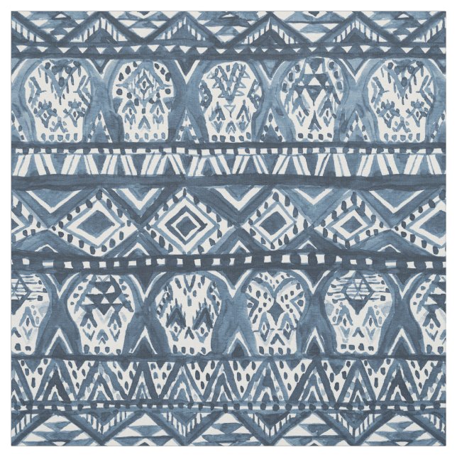 Aztekischer Schädel Boho des Indigo-AZTECHIE Stoff (Muster)