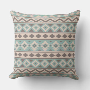 Aztekischer Wesentliches Ptn IIIb Taupe-aquamarine Kissen