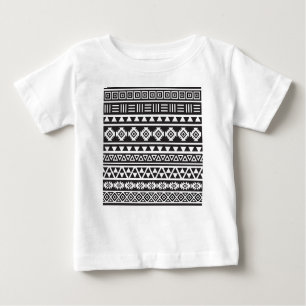 Aztekisches Art-(großes) Muster - Monochrom Baby T-shirt