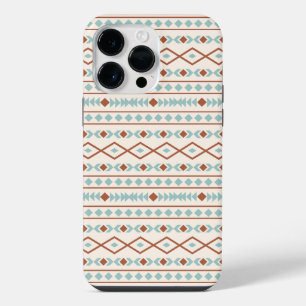Aztekisches Formenmuster Rost Teal Creme iPhone 14 Pro Max Hülle