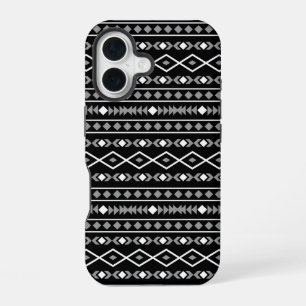 Aztekisches Formenmuster Weiß Grau Schwarz iPhone 16 Hülle