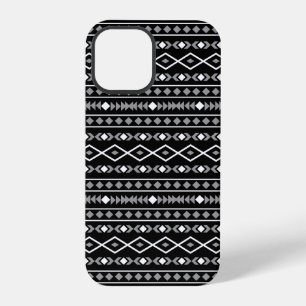 Aztekisches Formenmuster Weiß Grau Schwarz iPhone 12 Pro Hülle