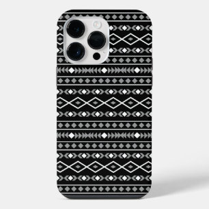 Aztekisches Formenmuster Weiß Grau Schwarz iPhone 14 Pro Max Hülle