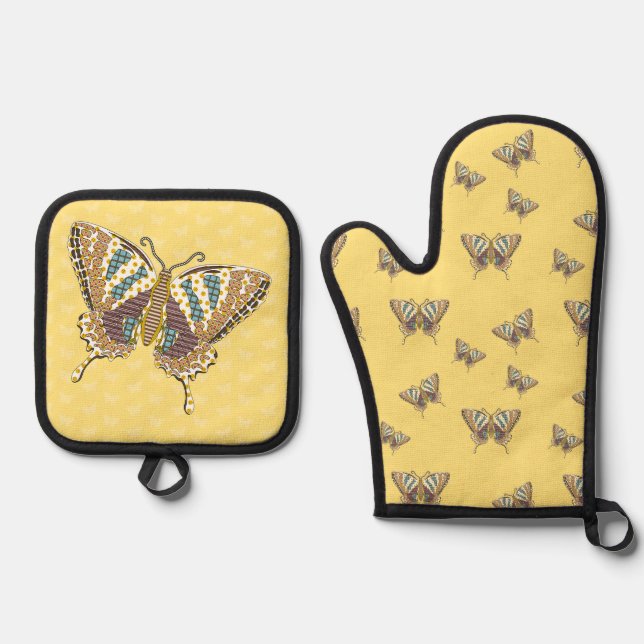 Aztekisches Frack Ofenhandschuh & Topflappen-Set (Vorderseite)