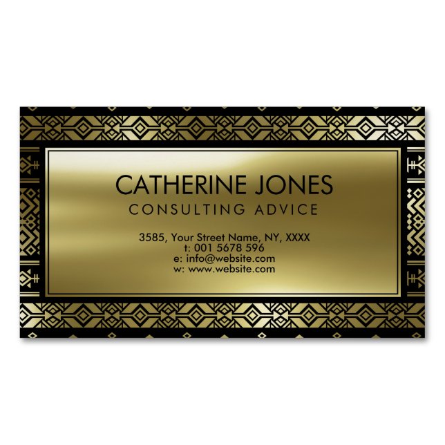 Aztekisches geometrisches Gold Mexikaner-/Tribal Magnetische Visitenkarte (Vorderseite)