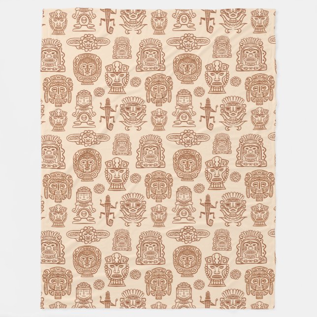 Aztekisches Inspiriertes Muster Fleecedecke (Vorderseite)