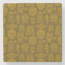 Aztekisches Inspiriertes Muster Steinuntersetzer