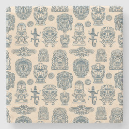 Aztekisches Inspiriertes Muster Steinuntersetzer