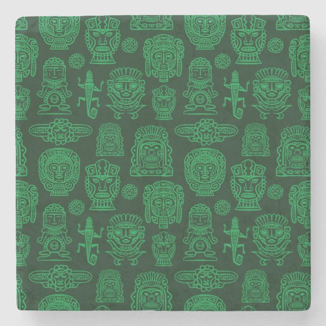 Aztekisches Inspiriertes Muster Steinuntersetzer (Vorderseite)