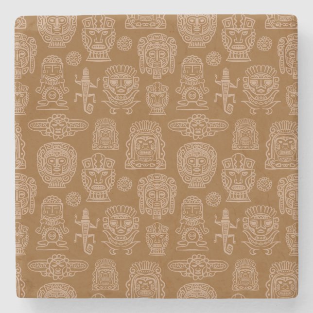 Aztekisches Inspiriertes Muster Steinuntersetzer (Vorderseite)